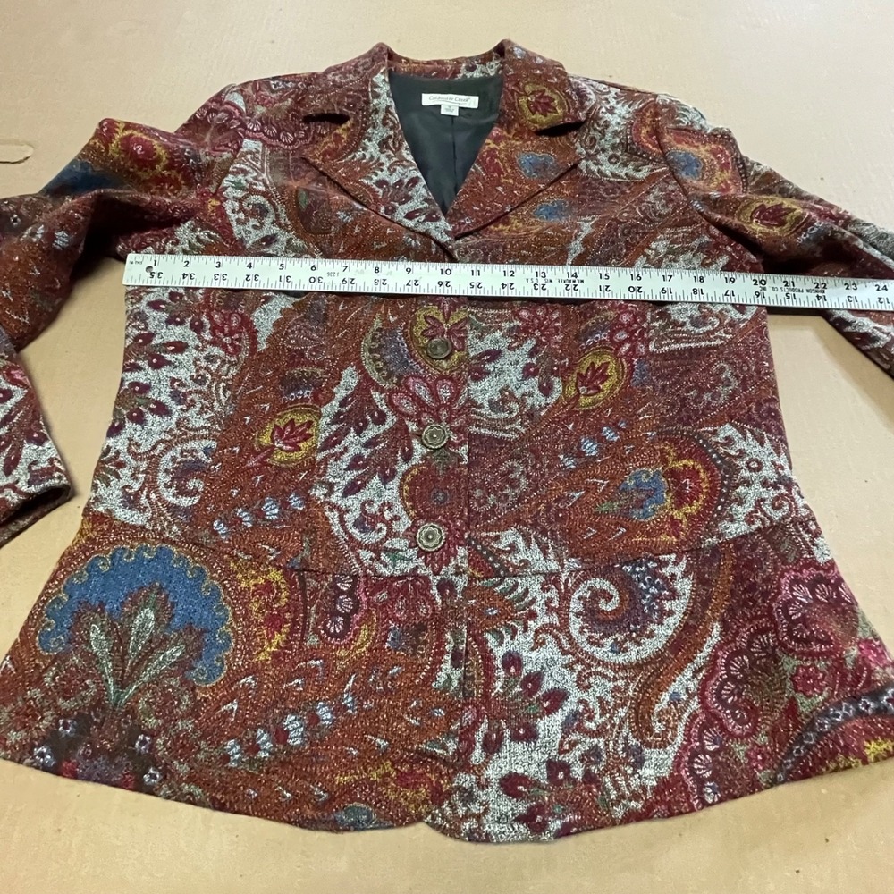 Vintage Coldwater Creek Women's M‎ Tapestry Paisley Blazer Jacket Cottagecore - Picture 8 of 15